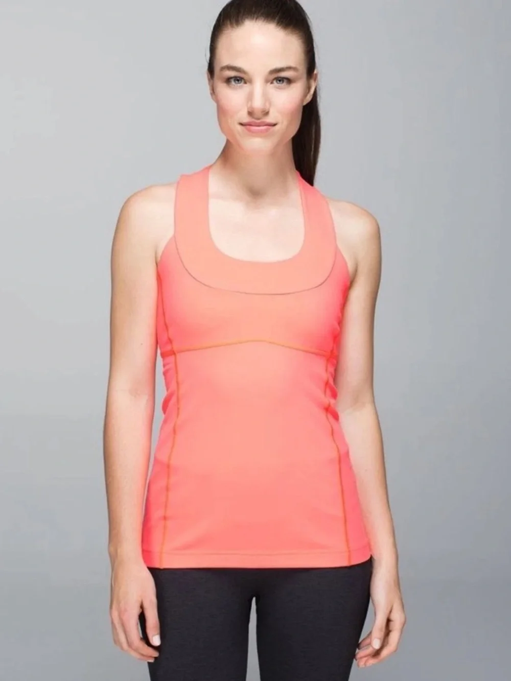 Lululemon Women's Scoop Neck Tank Luon Coral Racerback Top Size 4